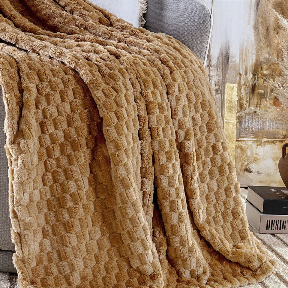 Cobertor Manta Flannel Casal Queen 2,40x2,20m 320g/m² Marshmallow Caramelo