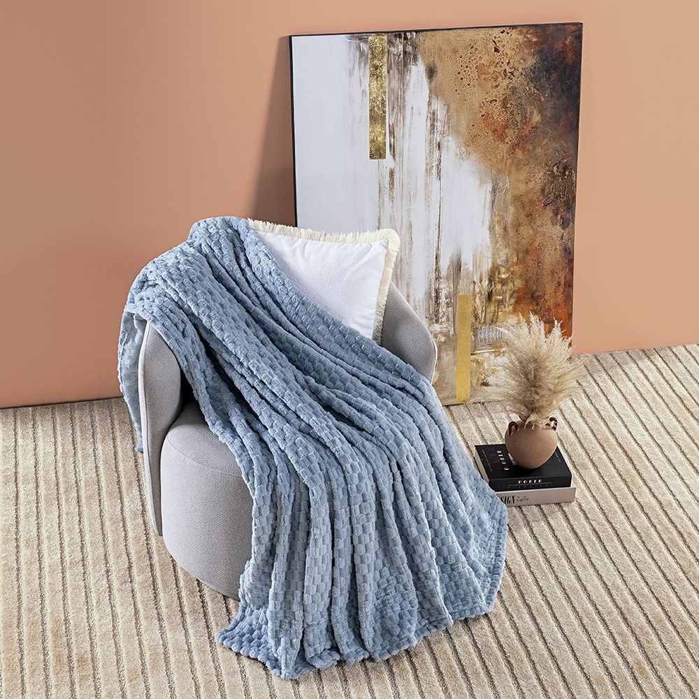 Cobertor Manta Flannel Casal Queen 2,40x2,20m 320g/m² Marshmallow Mirtilo