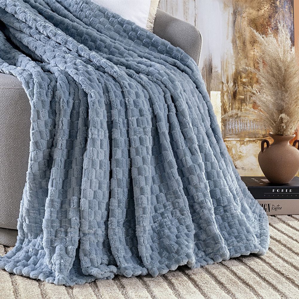 Cobertor Manta Flannel Casal Queen 2,40x2,20m 320g/m² Marshmallow Mirtilo