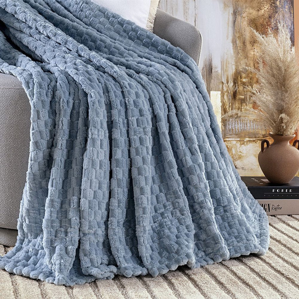 Cobertor Manta Flannel Casal Queen 2,40x2,20m 320g/m² Marshmallow Mirtilo