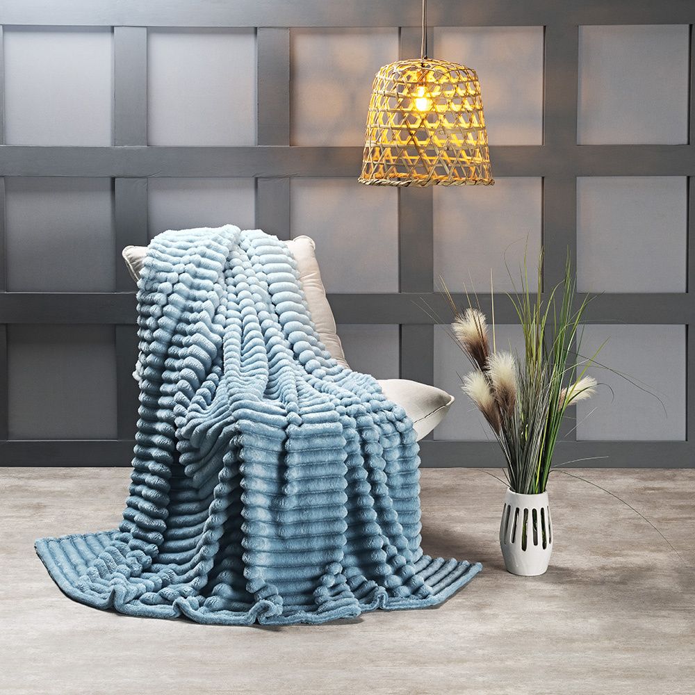 Cobertor Manta Flannel Casal Queen Fluffy 320g/m² Degradê Aqua