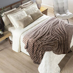 Cobertor Manta Flannel Casal Queen Fluffy 320g/m² Degradê Cappuccino