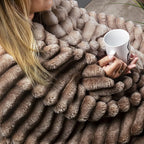 Cobertor Manta Flannel Casal Queen Fluffy 320g/m² Degradê Cappuccino