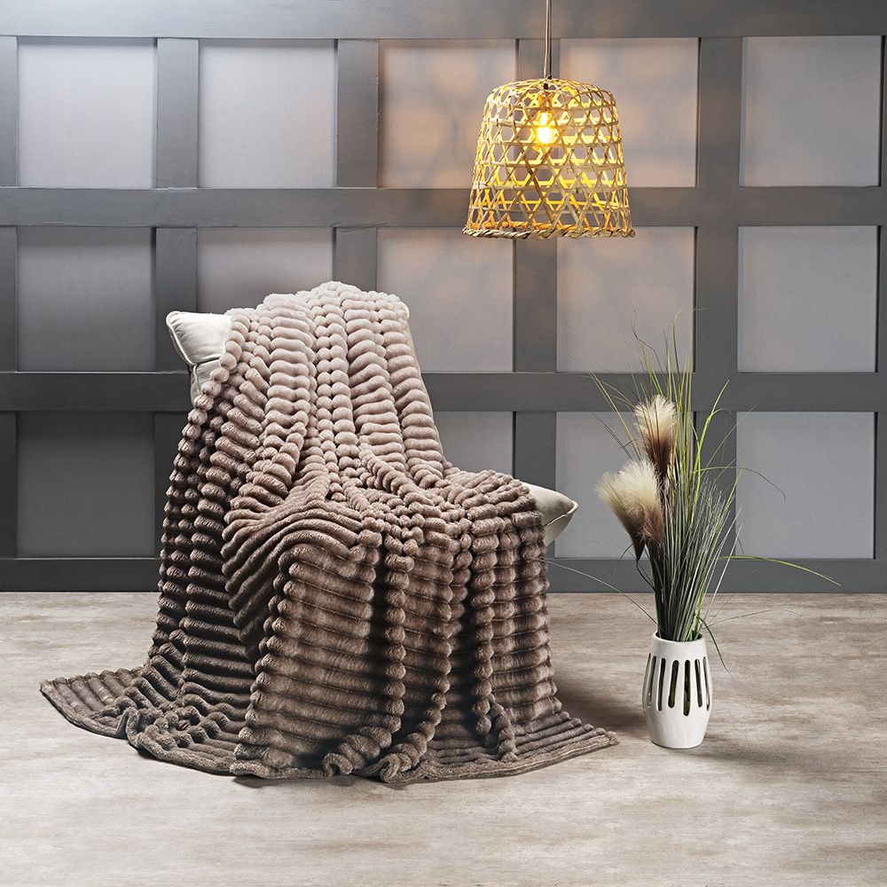Cobertor Manta Flannel Casal Queen Fluffy 320g/m² Degradê Cappuccino