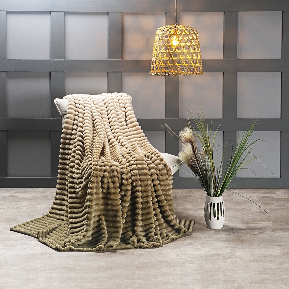 Cobertor Manta Flannel Casal Queen Fluffy 320g/m² Degradê Gold