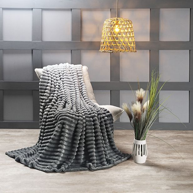 Cobertor Manta Flannel Casal Queen Fluffy 320g/m² Degradê Grafito