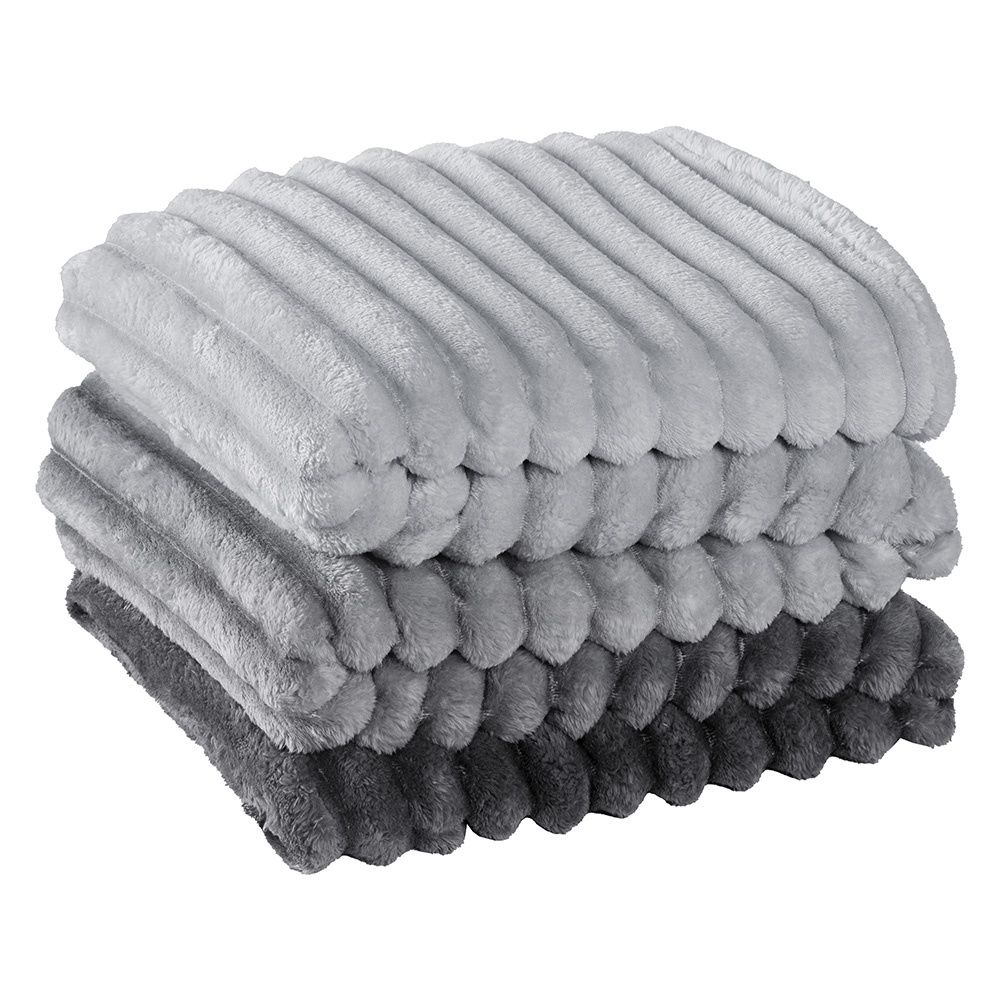 Cobertor Manta Flannel Casal Queen Fluffy 320g/m² Degradê Grafito