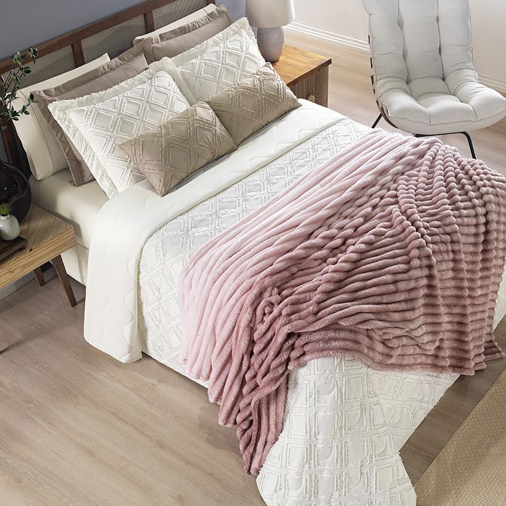 Cobertor Manta Flannel Casal Queen Fluffy 320g/m² Degradê Pancake