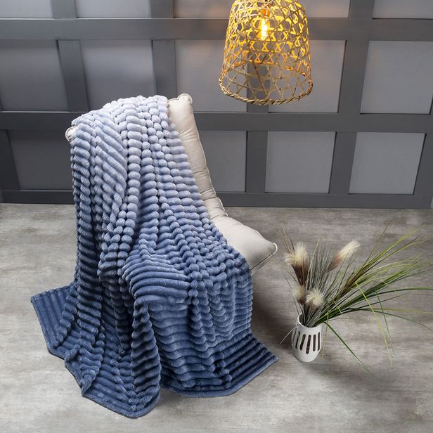 Cobertor Manta Flannel Casal Queen Fluffy 320g/m² Degradê Sky