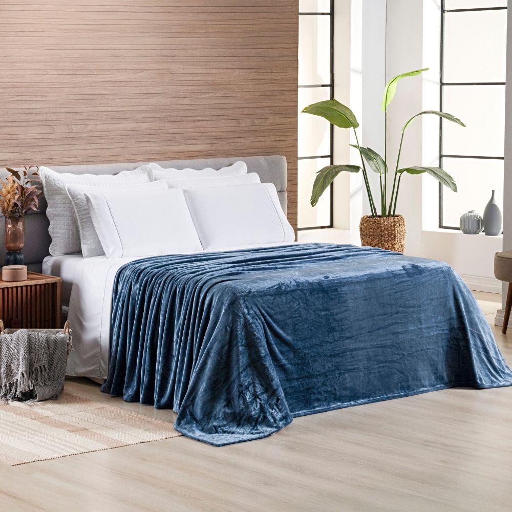 Cobertor Manta Flannel 300g/m² Quebec Azul