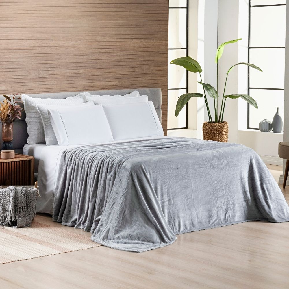 Cobertor Manta Flannel 300g/m² Quebec Prata