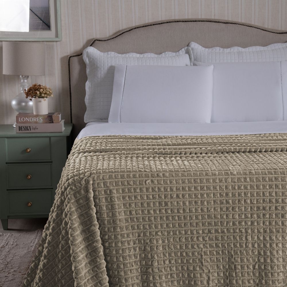 Cobertor Manta Flannel Super Macio 240g/m² Diamond Bege