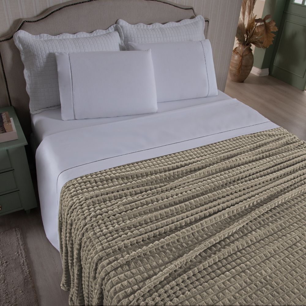 Cobertor Manta Flannel Super Macio 240g/m² Diamond Bege