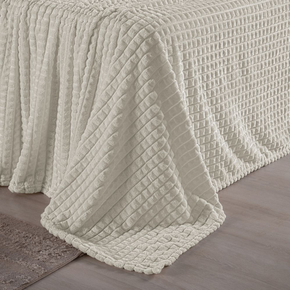 Cobertor Manta Flannel Super Macio 240g/m² Diamond Marfim