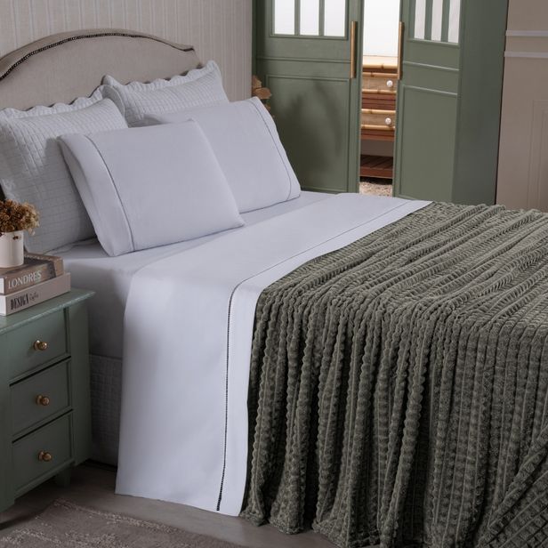 Cobertor Manta Flannel Super Macio 240g/m² Diamond Prata