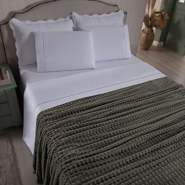 Cobertor Manta Flannel Super Macio 240g/m² Diamond Prata