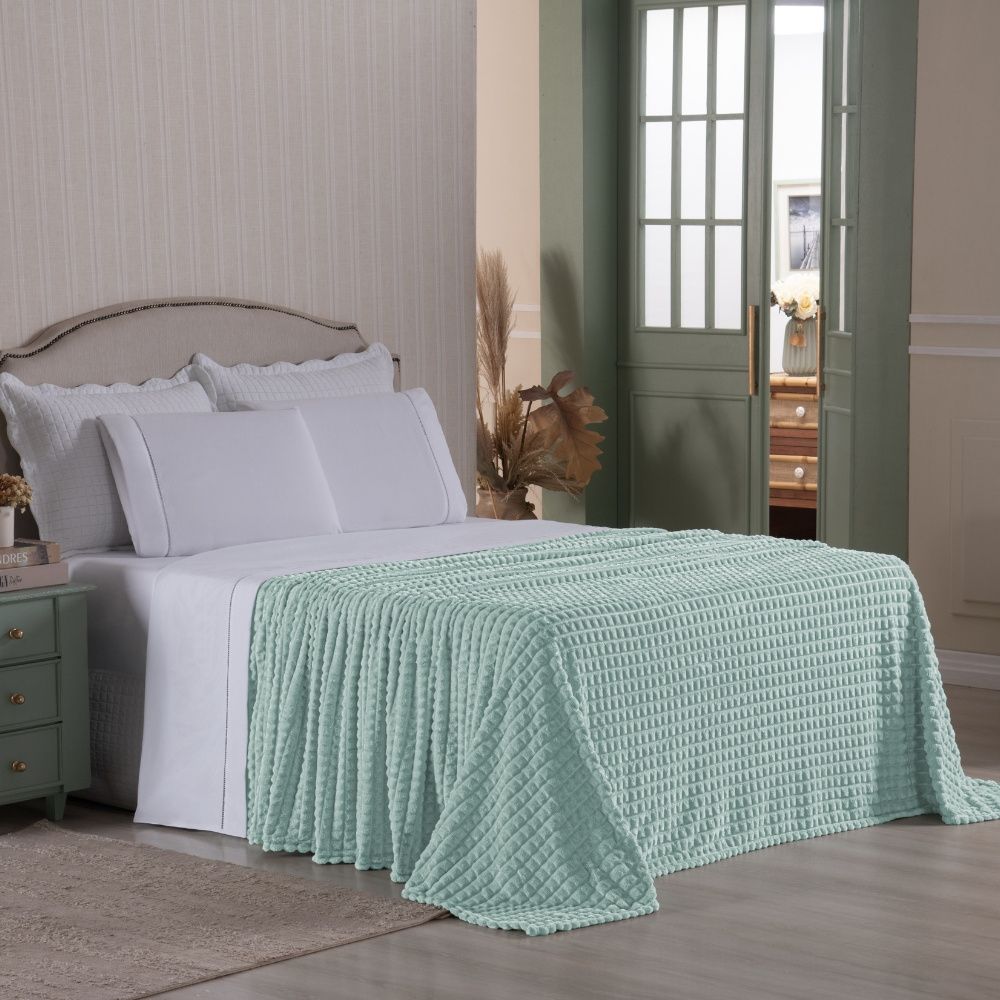 Cobertor Manta Flannel Super Macio 240g/m² Diamond Verde
