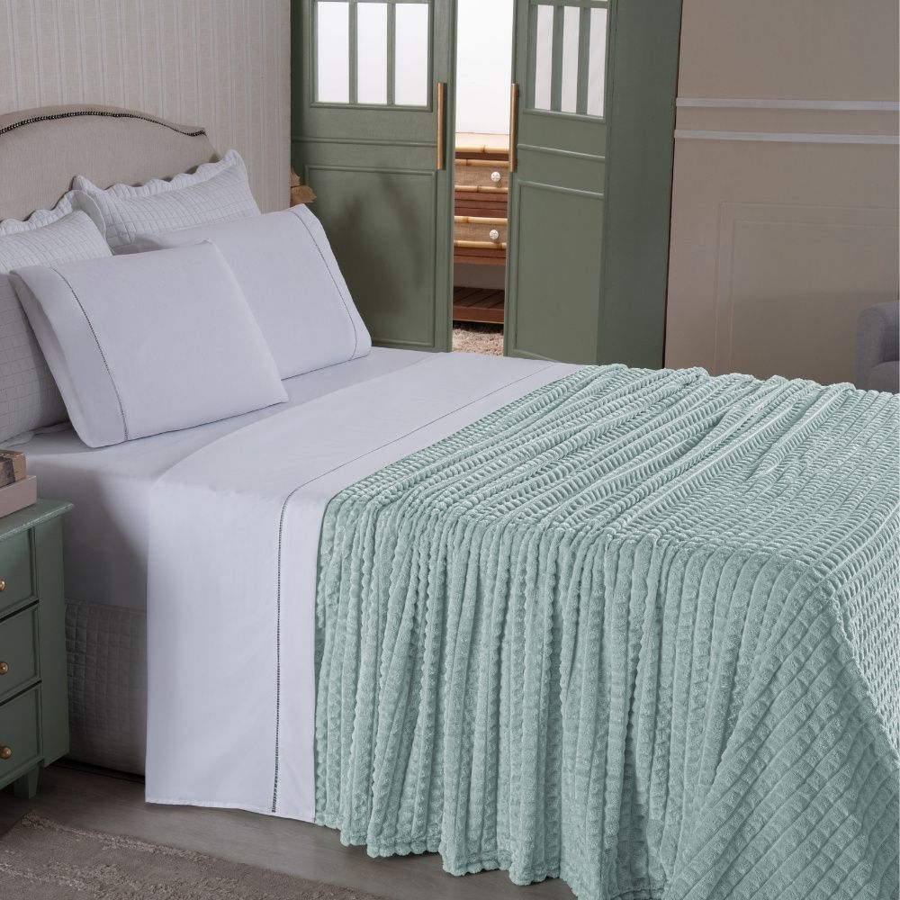 Cobertor Manta Flannel Super Macio 240g/m² Diamond Verde