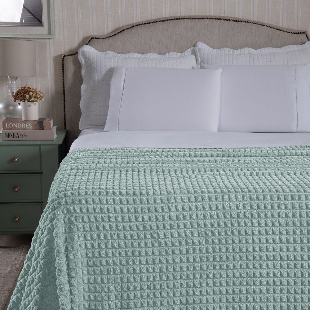 Cobertor Manta Flannel Super Macio 240g/m² Diamond Verde