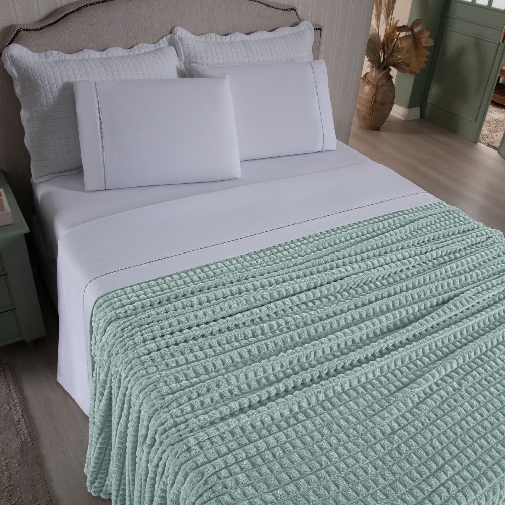 Cobertor Manta Flannel Super Macio 240g/m² Diamond Verde