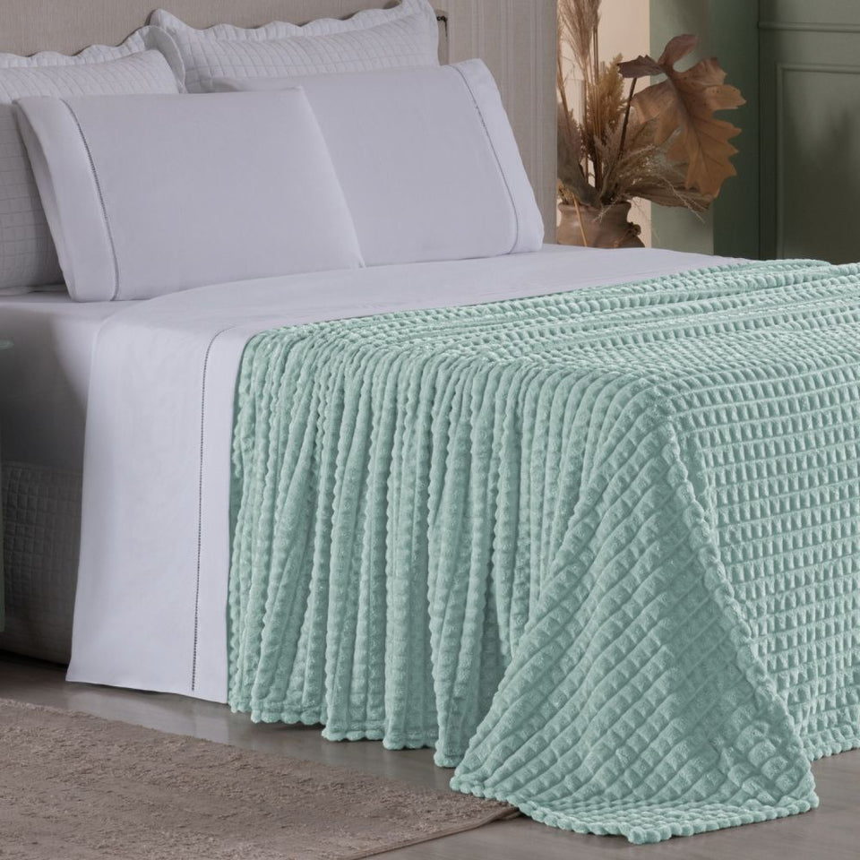 Cobertor Manta Flannel Super Macio 240g/m² Diamond Verde