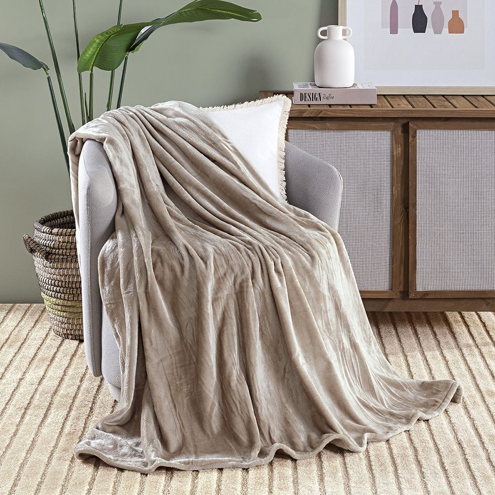Cobertor Manta Super Macio Casal Queen 2,20x2,40M 280g/m² Sibéria Flannel Sand