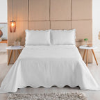 Cobre Leito Colcha Boutis Pastilhas Dupla Face 150 Fios Branco