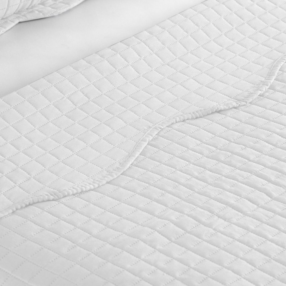 Cobre Leito Colcha Boutis Pastilhas Dupla Face 150 Fios Branco