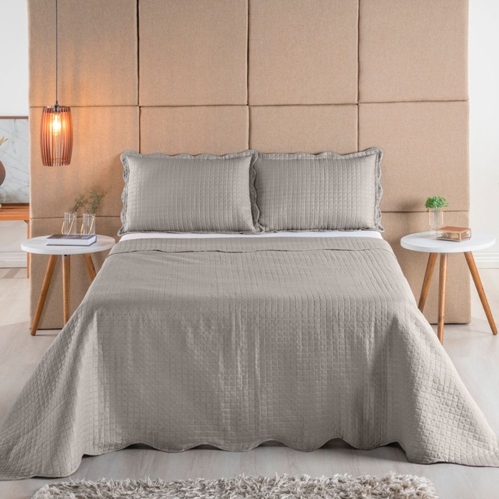 Cobre Leito Colcha Boutis Pastilhas Dupla Face 150 Fios Matelado Fendi