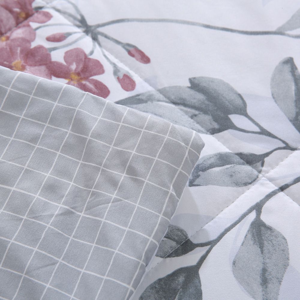 Edredom 300 Fios Sono Leve Estampado Floral Grid Cinza