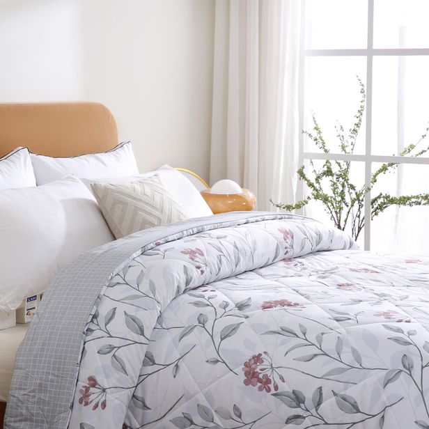 Edredom 300 Fios Sono Leve Estampado Floral Grid Cinza
