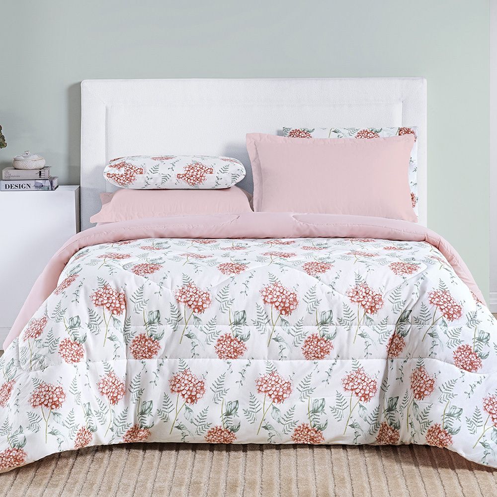 Edredom Percal 200 Fios Algodão Estampado Cotton Select Hortência