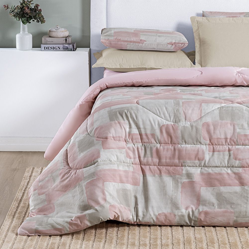 Edredom Percal 200 Fios Algodão Estampado Cotton Select Quadri