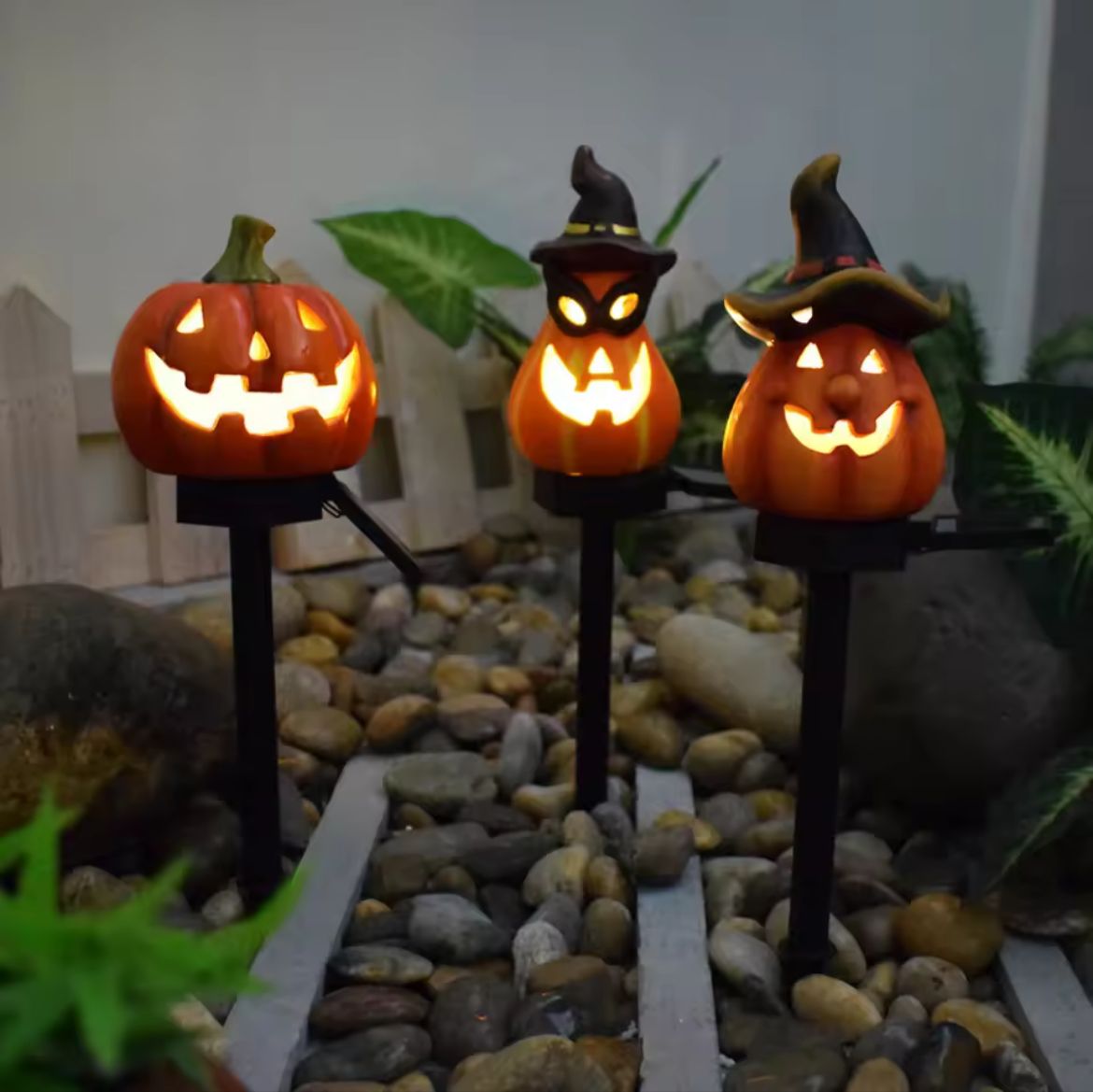 Kit Luminária Solar Abóbora Decorativa - Halloween
