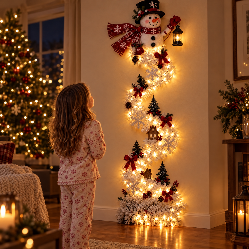 Boneco de Neve Encantado – Decoração de Parede Iluminada