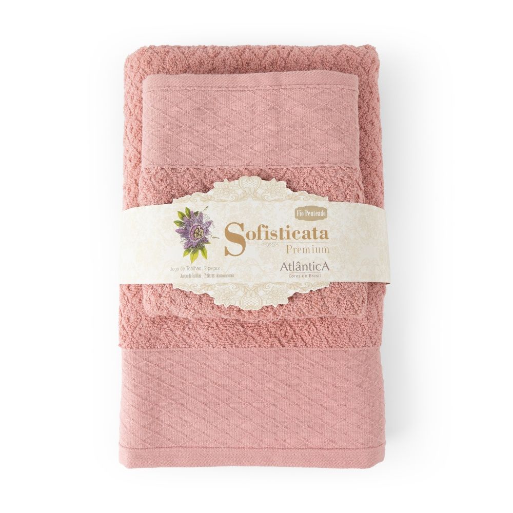 Jogo De Banho 2 Peças 430g/M² Capri Toalhas Banhão 100% Algodão Rosa Romã