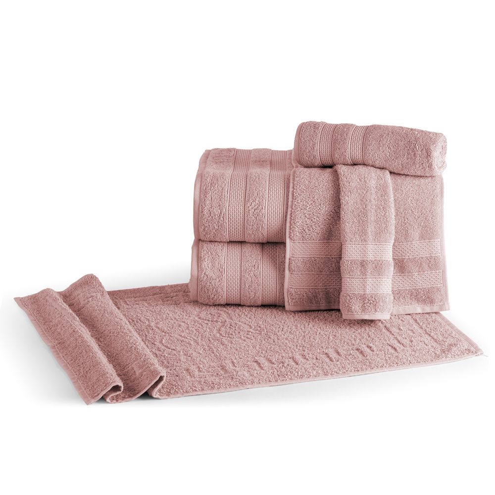 Jogo De Banho 5 Peças 100% Algodão 430g/M² Comfort Rosê