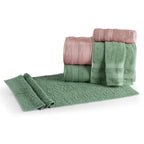 Jogo De Banho 5 Peças 100% Algodão 430g/M² Comfort Rosê/Verde