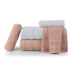 Jogo De Banho 5 Peças 100% Algodão 430g/M² Comfort Branco/Rosê