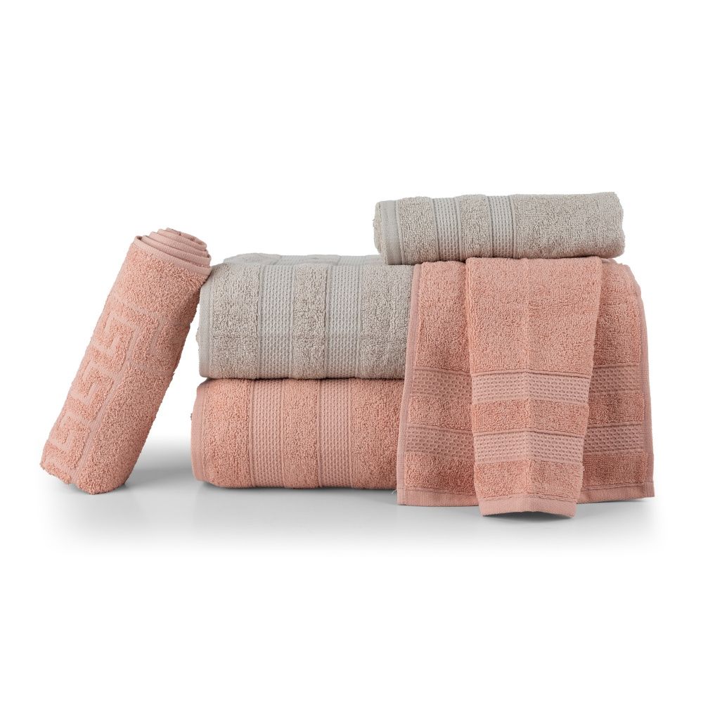 Jogo De Banho 5 Peças 100% Algodão 430g/M² Comfort Creme/Rosê