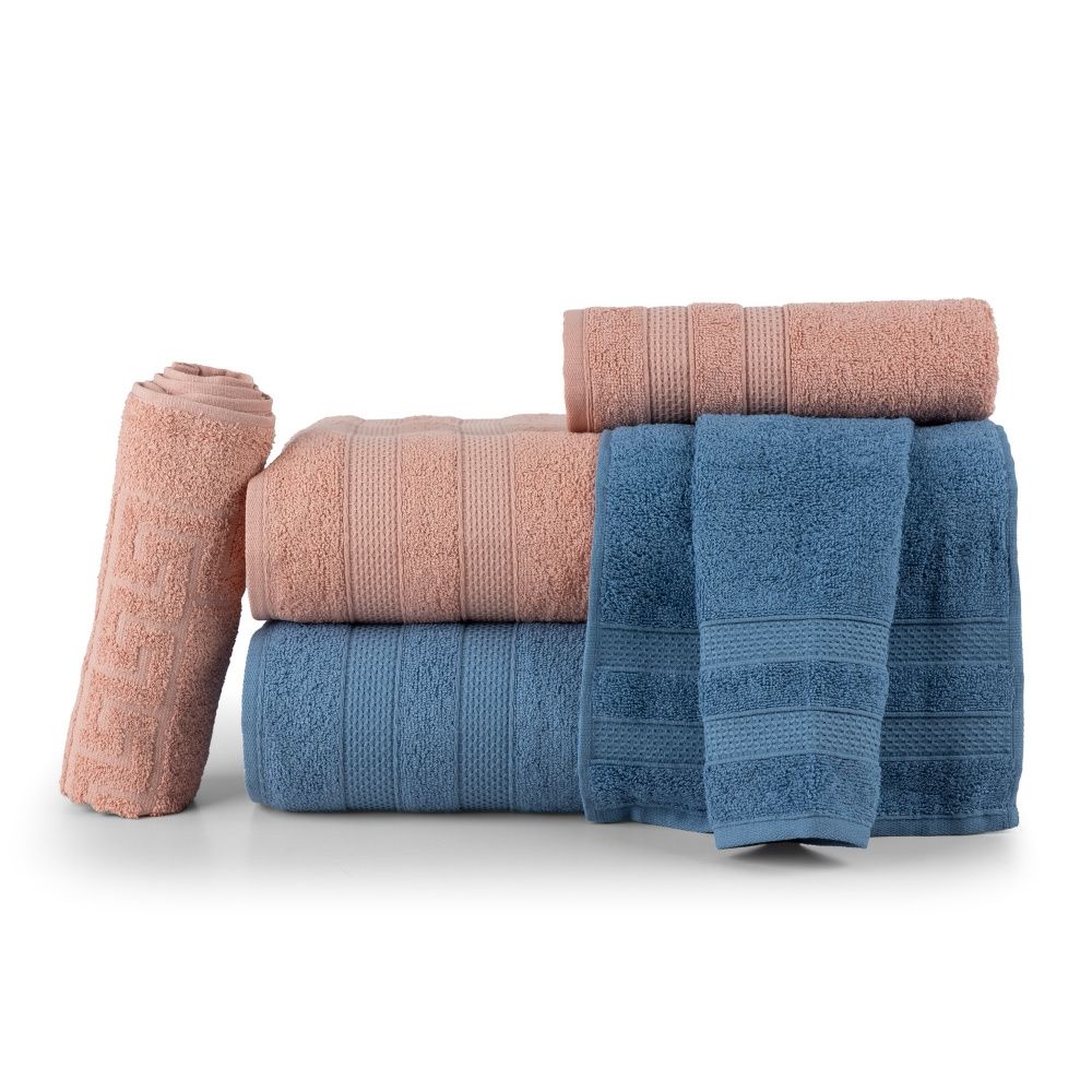 Jogo De Banho 5 Peças 100% Algodão 430g/M² Comfort Rosê/Jeans