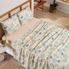 Jogo de Lençol Percal 300 Fios Estampado Lisboa Artsy Floral Areia