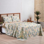 Jogo de Lençol Percal 300 Fios Estampado Lisboa Artsy Floral Areia