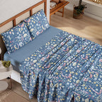 Jogo de Lençol Percal 300 Fios Estampado Lisboa Botanic Floral Azul