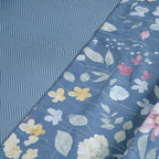 Jogo de Lençol Percal 300 Fios Estampado Lisboa Botanic Floral Azul