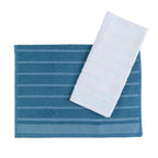 Kit 2 Panos de Prato Atoalhado Copa 45x65cm Bordado 300g/m² Algodão Azul