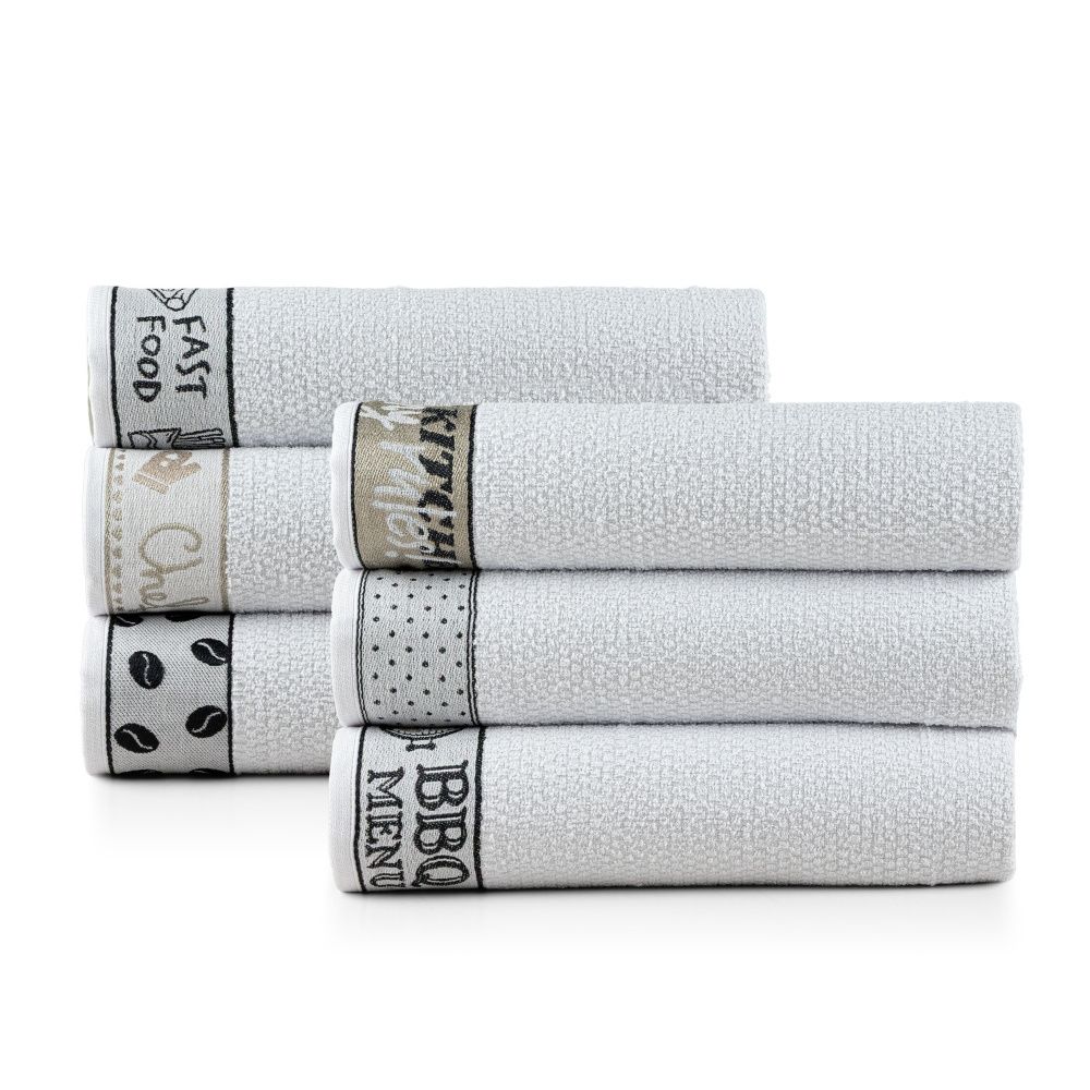 Kit 6 Panos de Prato Atoalhado Copa Gourmet 50x70cm Bordado 300g/m² 100% Algodão Chef