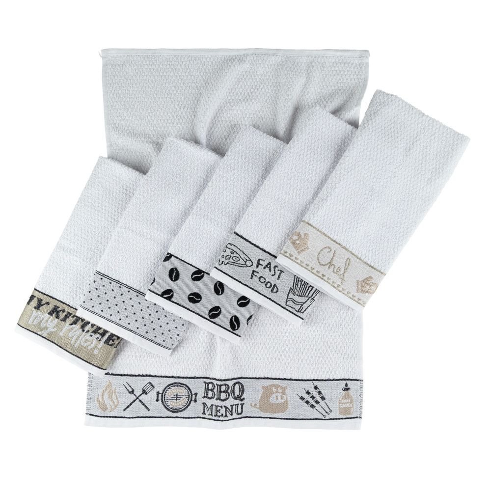 Kit 6 Panos de Prato Atoalhado Copa Gourmet 50x70cm Bordado 300g/m² 100% Algodão Chef