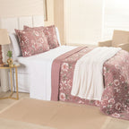 Kit Cama Posta Sabrina Branco/Floral Marsala/Marfim