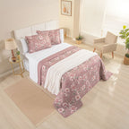Kit Cama Posta Sabrina Branco/Floral Marsala/Marfim